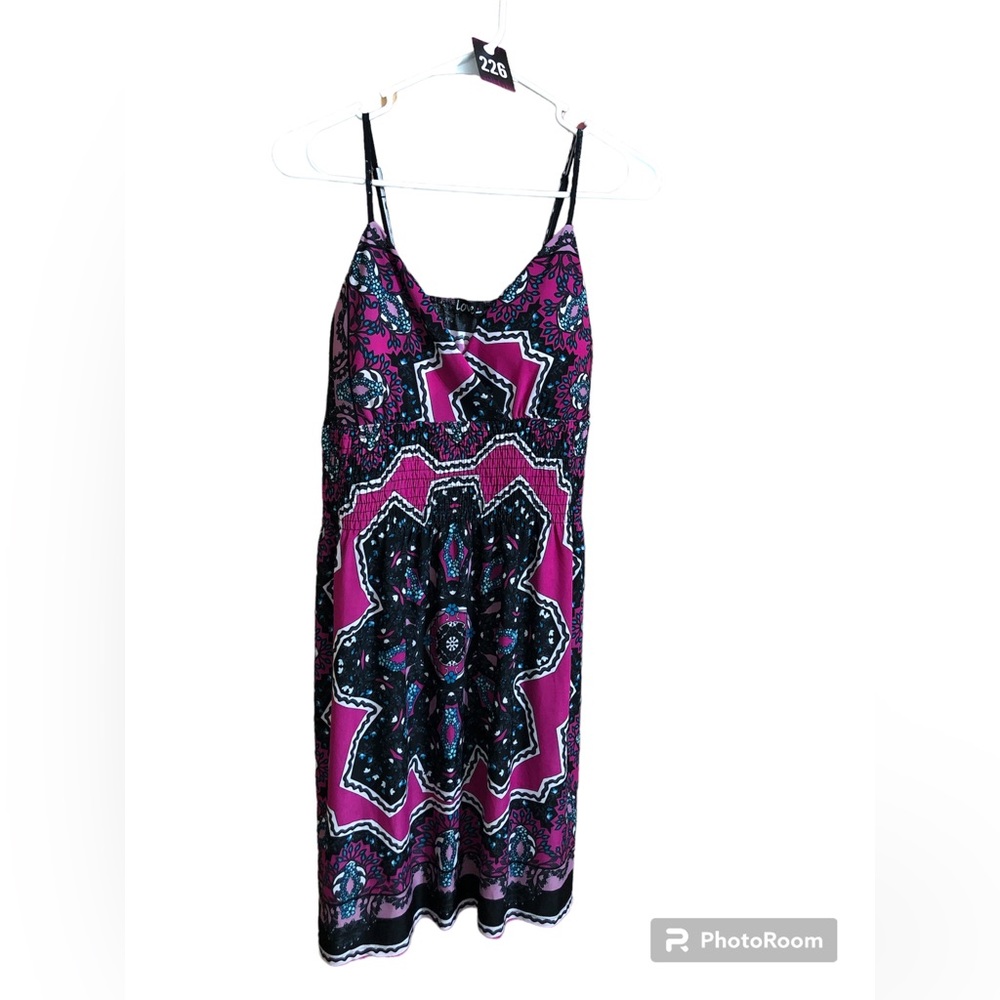 LOVE BY CHESLEY Midi Multicolor Strap Dress Sz L